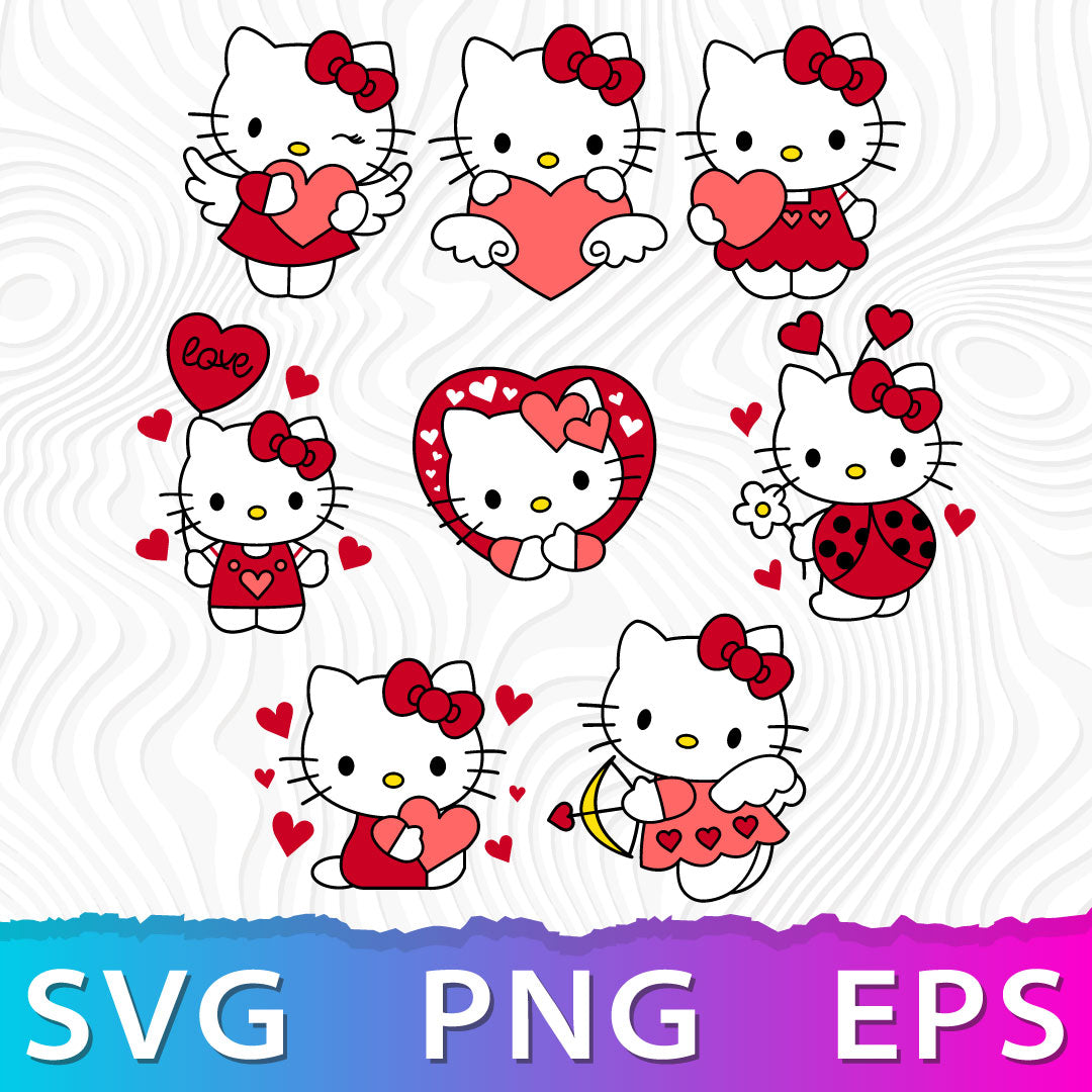 Hello Kitty SVG Bundle, Hello Kitty Clipart for Cricut & Silhouette, Hello Kitty PNG SVG Cut Files - Digital Bundle