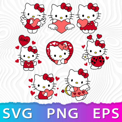 Hello Kitty SVG Bundle, Hello Kitty Clipart for Cricut & Silhouette, Hello Kitty PNG SVG Cut Files - Digital Bundle