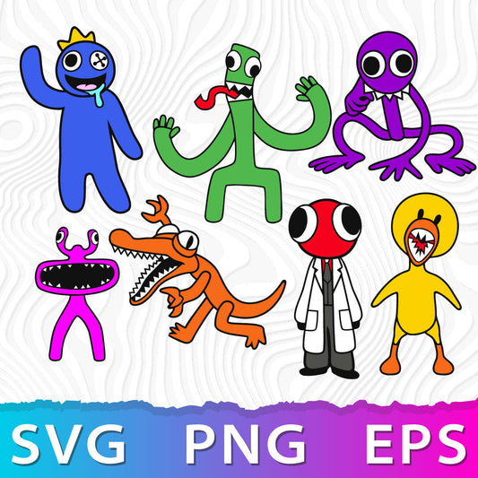 Rainbow Friends Characters SVG, Rainbow Friends Cricut, Rainbow Friends PNG, Rainbow Friends Vector