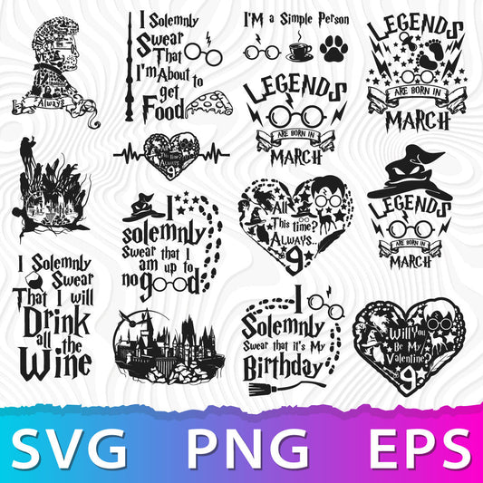 Harry Potter SVG Bundle, Harry Potter Sayings SVG, Harry Potter Logo Transparent, Harry Potter Silhouette