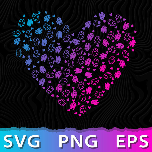Heart Among Us SVG, Among Us Valentine, Among Us Valentines Printable, Among Us Love, Among Us SVG Cricut