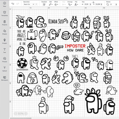 Among Us Outline SVG, Among Us Bundle, Among Us SVG Black And White, Among Us Silhouette, Imposter PNG
