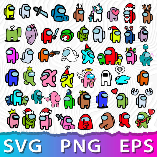 Among Us SVG Bundle, Among Us SVG Black And White, Among Us PNG, Among Us Cricut SVG