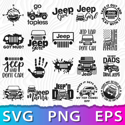 Jeep SVG Bundle, Jeep Decals SVG, Cricut Jeep Designs, Jeep Cricut PNG, Jeep Silhouette SVG