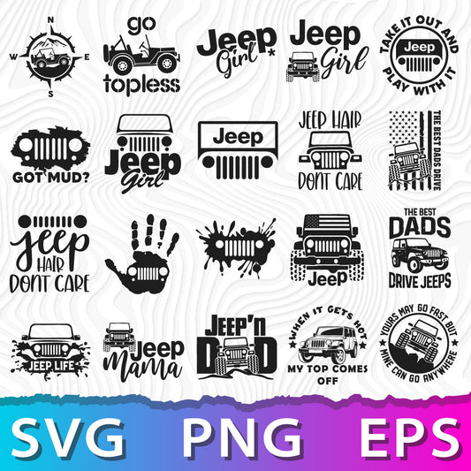 Jeep SVG Bundle, Jeep Decals SVG, Cricut Jeep Designs, Jeep Cricut PNG, Jeep Silhouette SVG