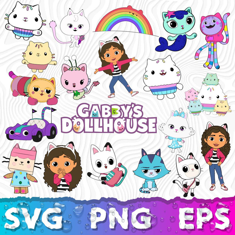 Gabbys Dollhouse SVG Bundle, Gabby Dollhouse Font Svg, Gabbys Dollhouse Svg Files for Cricut and Silhouette, Clipart Digital Download