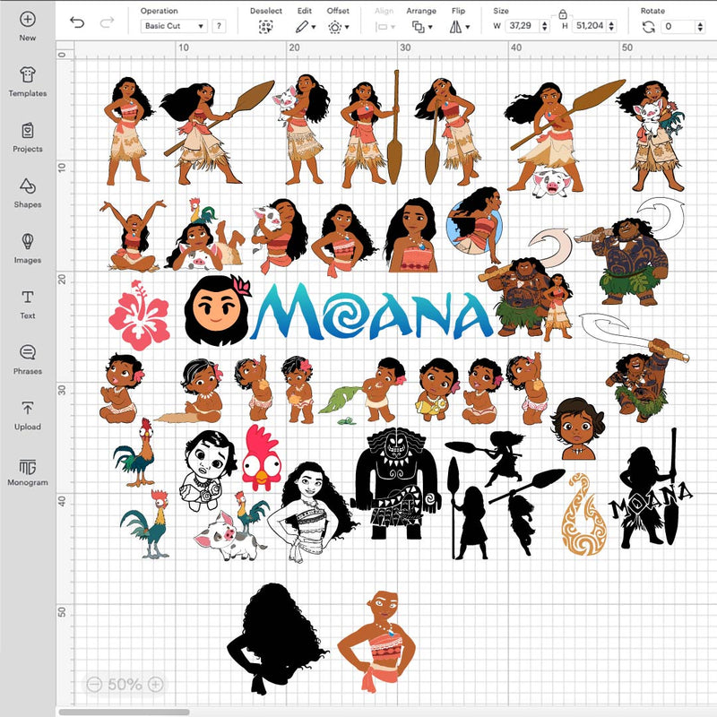 Moana SVG Bundle, Cricut Moana SVG, Moana SVG Birthday, Moana PNG Transparent, Maui Moana Silhouette Vector Cut Files