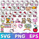 Hello Kitty SVG Bundle, Hello Kitty SVG for Cricut, Hello Kitty Silhouette Vector Cut Files Clipart Digital Bundle
