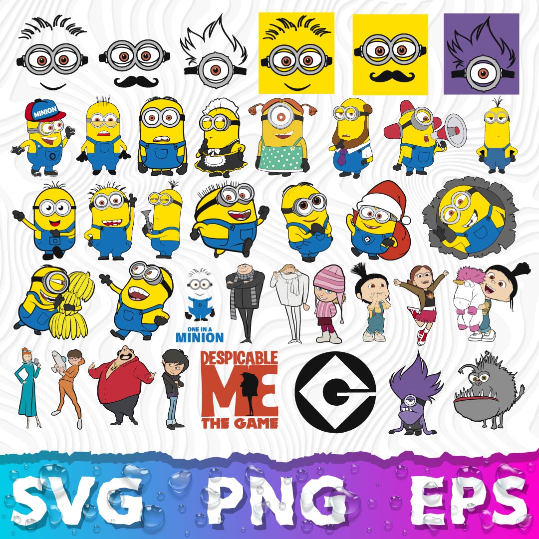 Minions SVG, Minion SVG For Cricut, Minion Shirt SVG, Minion Silhouette PNG, Minion Face Clipart Bundle