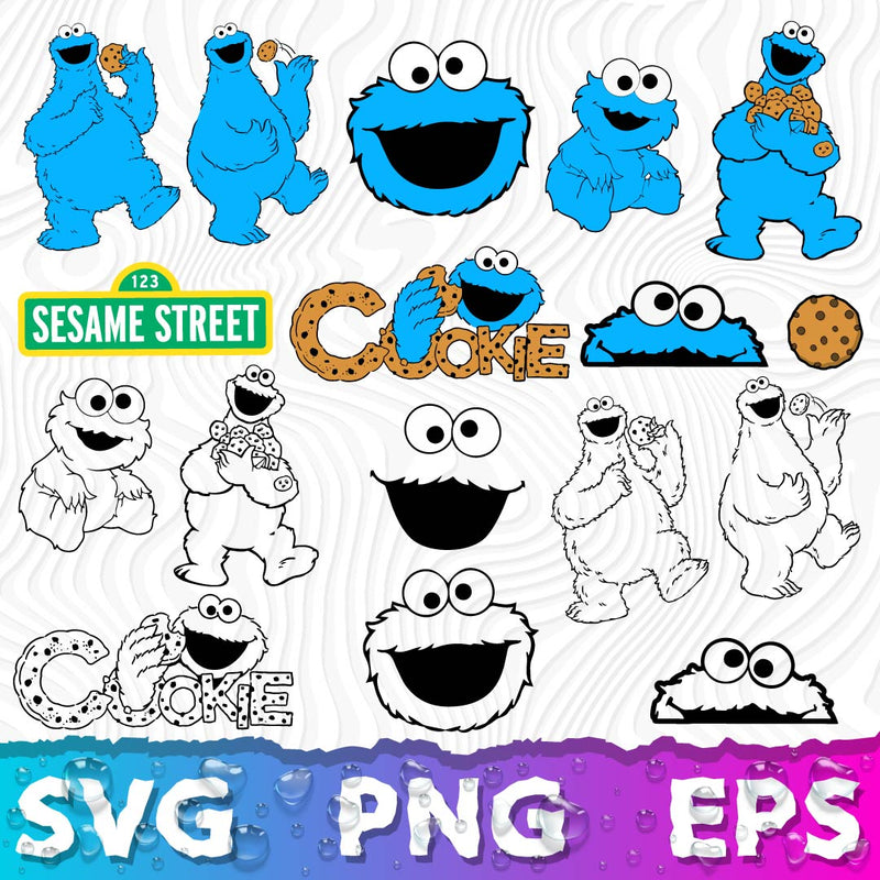 Cookie Monster SVG, Cookie Monster Cricut, Cookie Monster Outline, Cookie Monster PNG Transparent