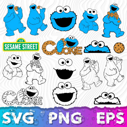 Cookie Monster SVG, Cookie Monster SVG Cricut, Cookie Monster Clipart, Cookie Monster PNG Transparent