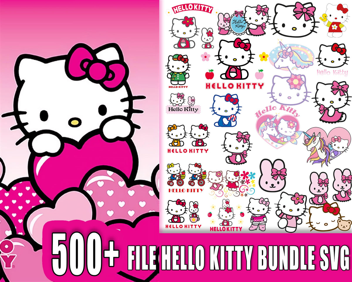 Hello Kitty SVG Bundle, Hello Kitty Clipart for Cricut & Silhouette, Hello Kitty PNG SVG Cut Files - Digital Bundle