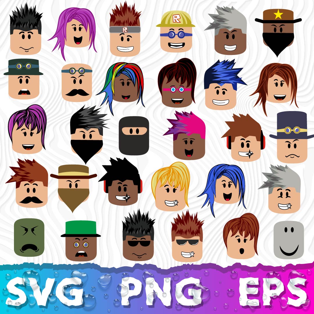 Roblox Face SVG & PNG Bundle, Roblox Face Cliparts, Roblox Cricut Design, Roblox Silhouette