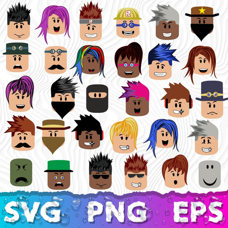 Roblox Face SVG & PNG Bundle, Roblox Face Cliparts, Roblox Cricut Design, Roblox Silhouette