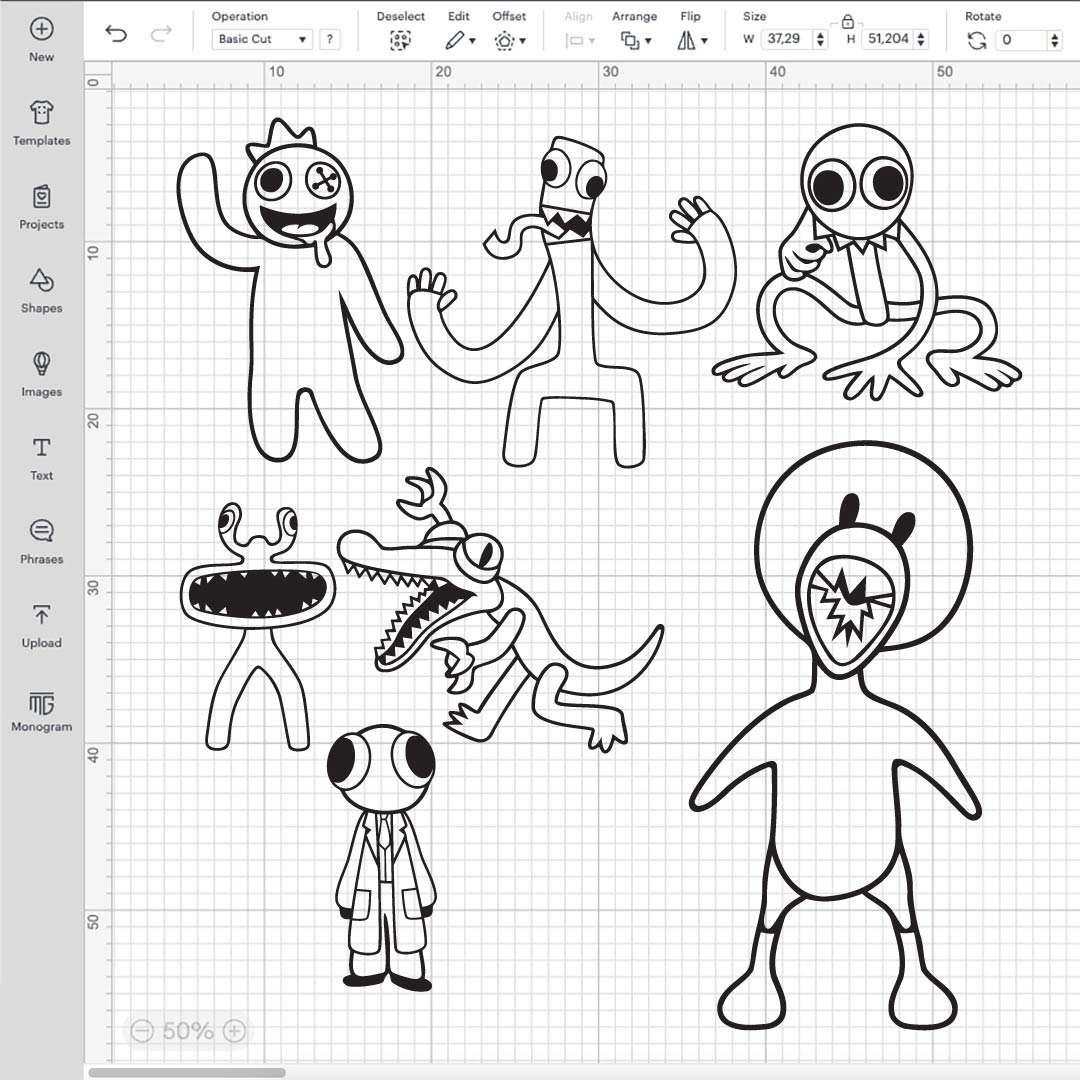 Rainbow Friends Outline SVG Bundle, Rainbow Friends Cricut Files, Rainbow Friends PNG, Rainbow Friends Coloring Pages