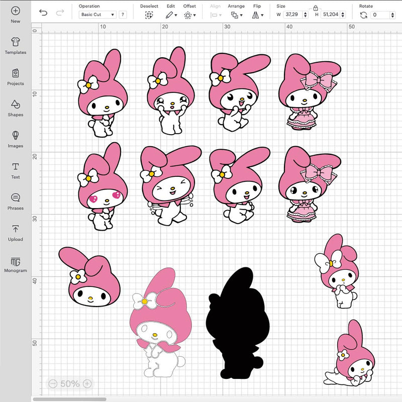 My Melody Clipart Bundle, Sanrio SVG, My Melody Cricut, My Melody PNG, My Melody Silhouette Vector Cut Files