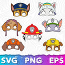 Paw Patrol Masks SVG Bundle, Paw Patrol SVG Birthday, Clipart Bundle, PNG