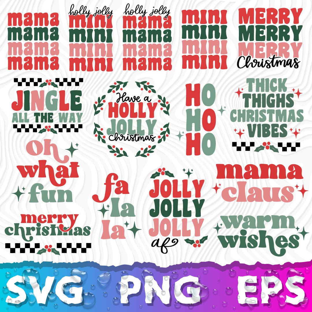 Christmas Retro Mega Bundle, 100 Designs, Christmas svg, Winter svg, Holidays, Cut Files Cricut, Silhouette svg