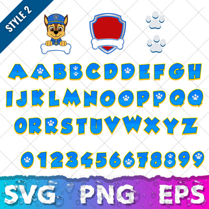Paw Patrol Cliparts Bundle, Paw Patrol SVG Cut Files for Cricut / Silhouette, Paw Patrol Alphabet SVG, PNG, DXF