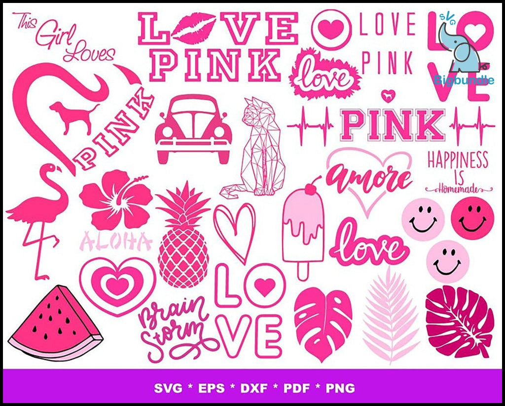 1700+ LOVE PINK BUNDLE SVG, PNG, EPS, DXF FOR PRINT AND CRICUT