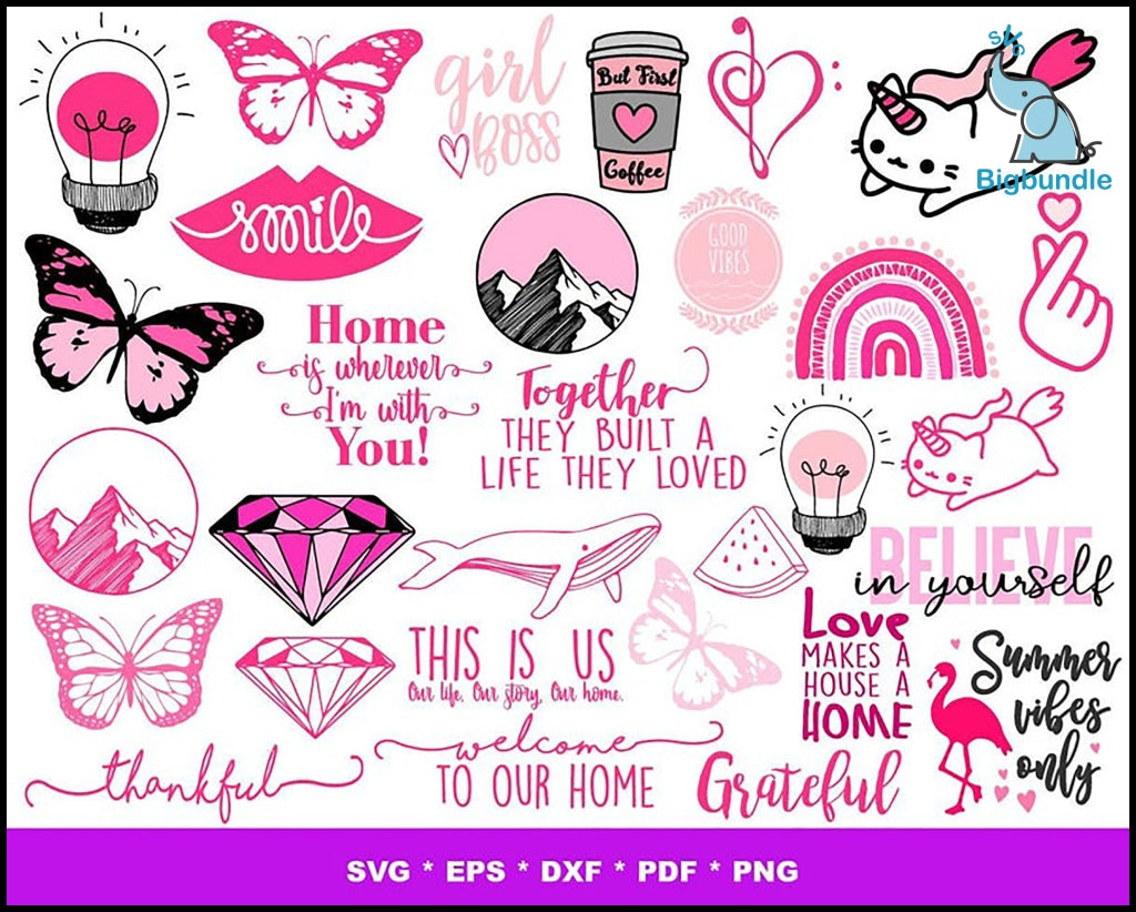 1700+ LOVE PINK BUNDLE SVG, PNG, EPS, DXF FOR PRINT AND CRICUT