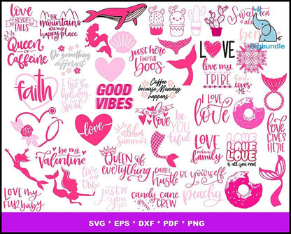 1700+ LOVE PINK BUNDLE SVG, PNG, EPS, DXF FOR PRINT AND CRICUT