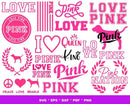 Love Pink Svg, Pink Lips SVG, Love Logos Svg for Cricut, Pink Lips Silhouette Vector Cut Files