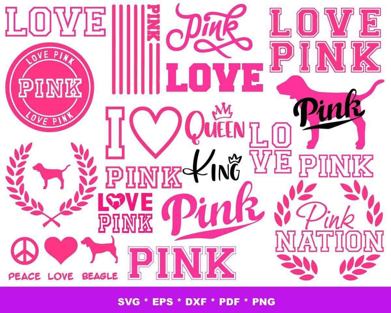 Love Pink Svg, Pink Lips SVG, Love Logos Svg for Cricut, Pink Lips Silhouette Vector Cut Files