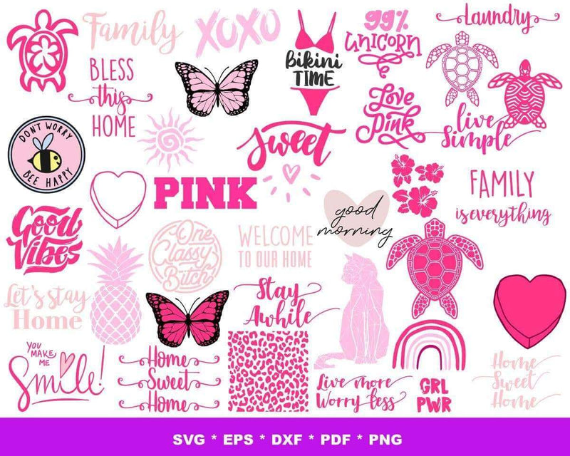 Love Pink Svg, Pink Lips SVG, Love Logos Svg for Cricut, Pink Lips Silhouette Vector Cut Files