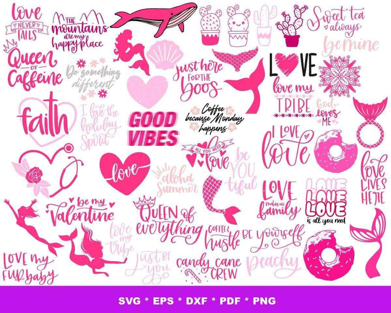 Love Pink Svg, Pink Lips SVG, Love Logos Svg for Cricut, Pink Lips Silhouette Vector Cut Files