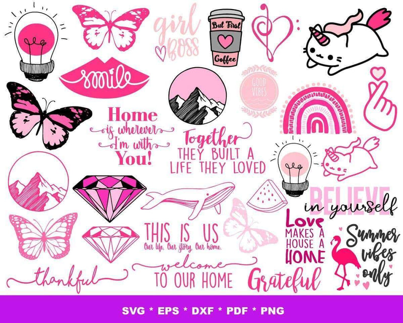 Love Pink Svg, Pink Lips SVG, Love Logos Svg for Cricut, Pink Lips Silhouette Vector Cut Files