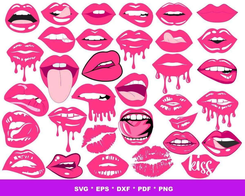 Love Pink Svg, Pink Lips SVG, Love Logos Svg for Cricut, Pink Lips Silhouette Vector Cut Files