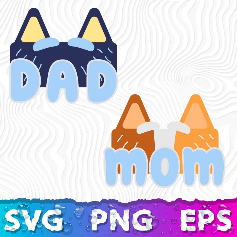 Mom Dad Bluey Bingo, Bluey Dad Png, Bluey Svg File, Bluey Mom Svg, Bluey Svg, Bluey Family Svg