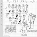 Bluey Outline SVG, Bluey And Bingo Outline, Coloring Pages Bluey, Bluey SVG, Bluey Transparent, Bluey Cricut