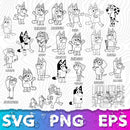 Bluey Outline SVG, Bluey And Bingo Outline, Coloring Pages Bluey, Bluey SVG, Bluey Transparent, Bluey Cricut