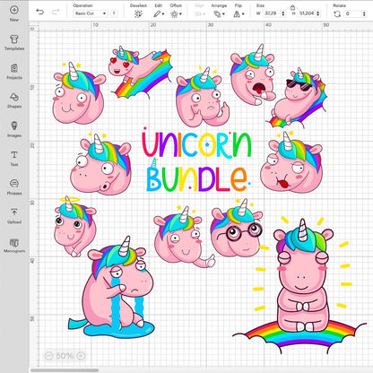 Rainbow Unicorn Svg Bundle, Unicorn Svg, Unicorn Face Svg, Unicorn Head Svg, Cute Unicorn Svg Cricut, Silhouette Vector Cut Files
