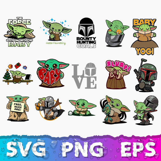 Baby Yoda Svg, Cricut Star Wars Svg, Yoda Clipart, Grogu Svg, Yoda Silhouette, Baby Yoda Clipart