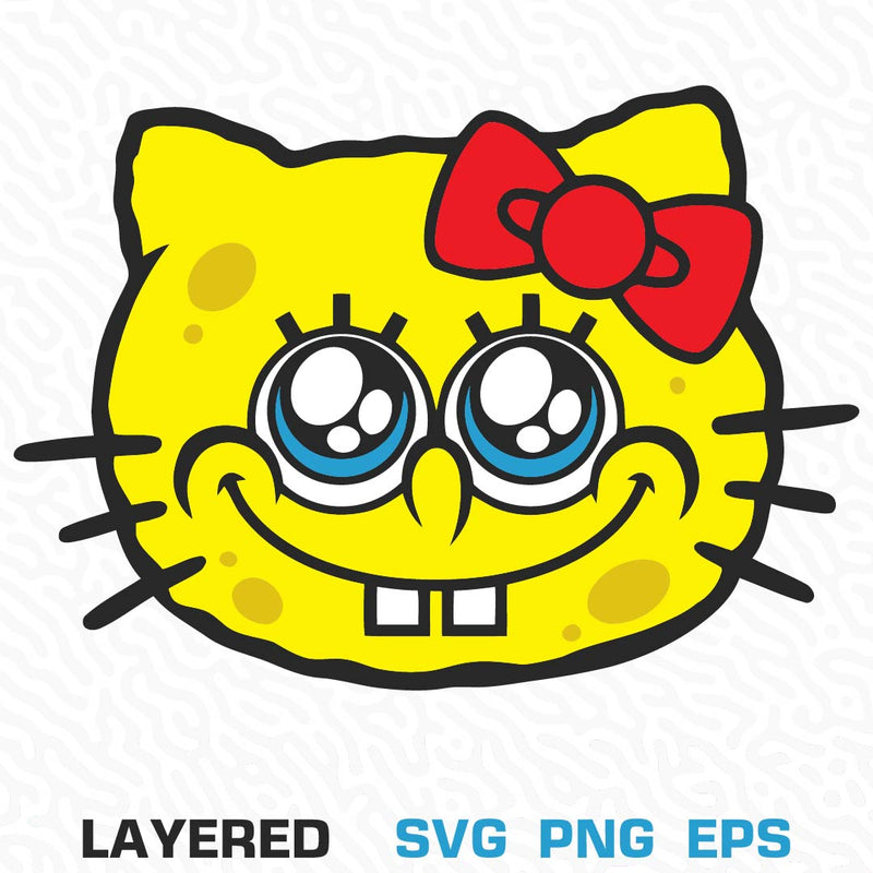 Hello Kitty Spongebob Svg, Spongebob And Hello Kitty Png, Spongebob Hello Kitty SVG for Cricut, Silhouette Vector Cut Files