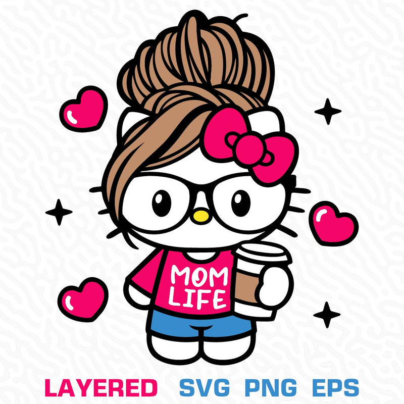 Hello Kitty Mom Svg, Hello Kitty Svg, Hello Kitty Svg Cricut, Hello Kitty Mum Svg