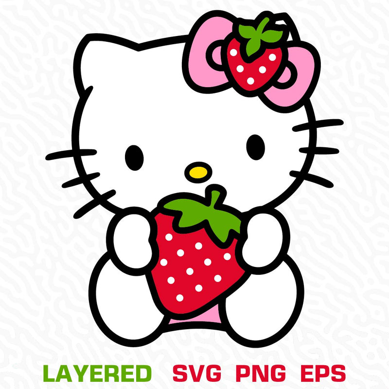 Hello Kitty Strawberry Svg, Strawberry Hello Kitty Png