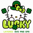 Hello Kitty St Patrick's Day Svg, Hello Kitty Lucky Cat Svg, Hello Kitty For Cricut, Sanrio Svg