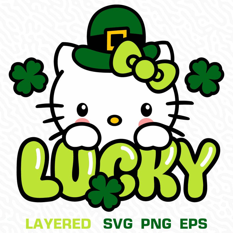 Hello Kitty St Patrick's Day Svg, Hello Kitty Lucky Cat Svg