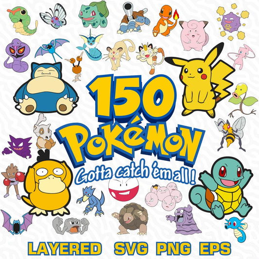 Pokemon Svg Bundle, Characters Pokemon Birthday Svg Cricut, Pikachu Svg Clipart Png Digital Bundle