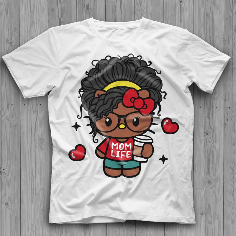 Hello Kitty Afro Mom SVG, Hello Kitty Afro SVG