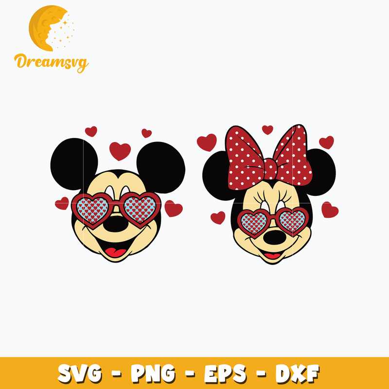 Mickey couple love valentine Svg