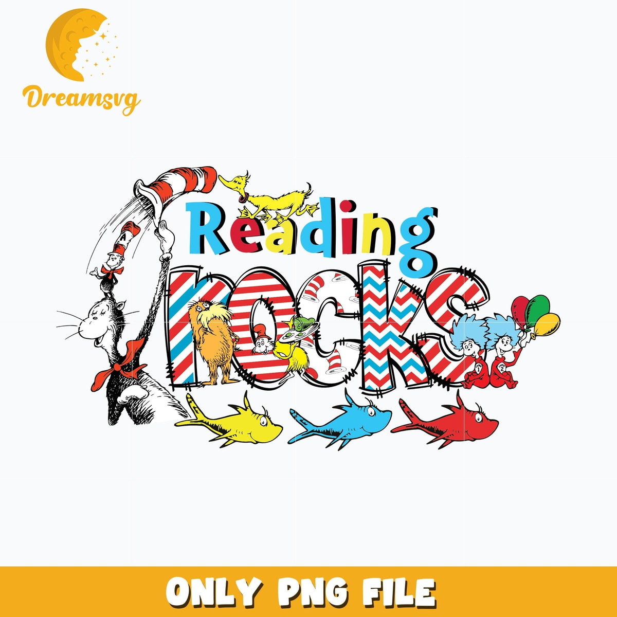Dr seuss friends reading rocks png