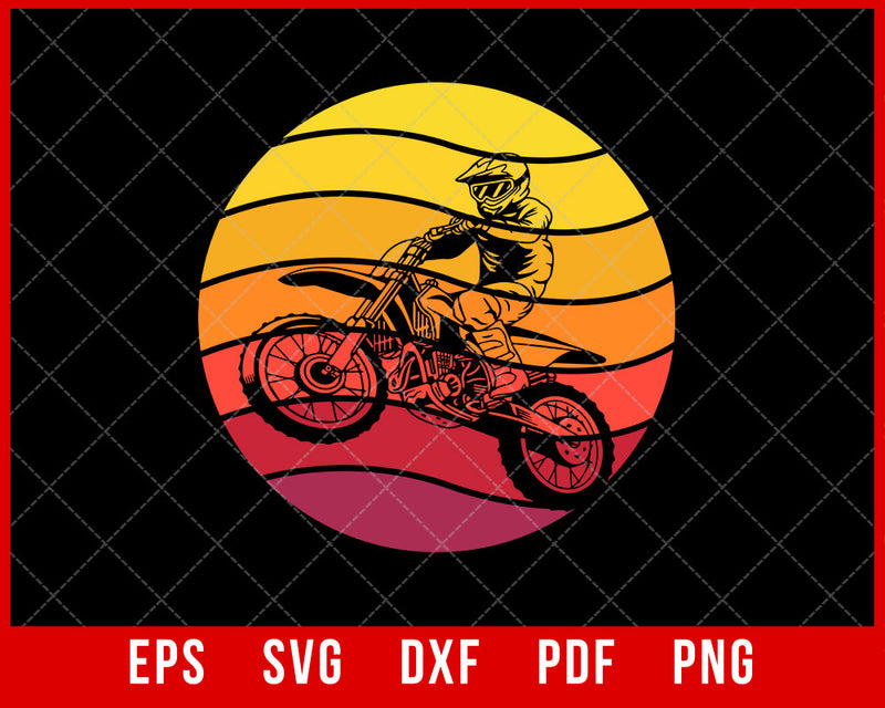 Dirt Bike Lover Retro Vintage Sunset Adventure SVG Cutting File Digital Download