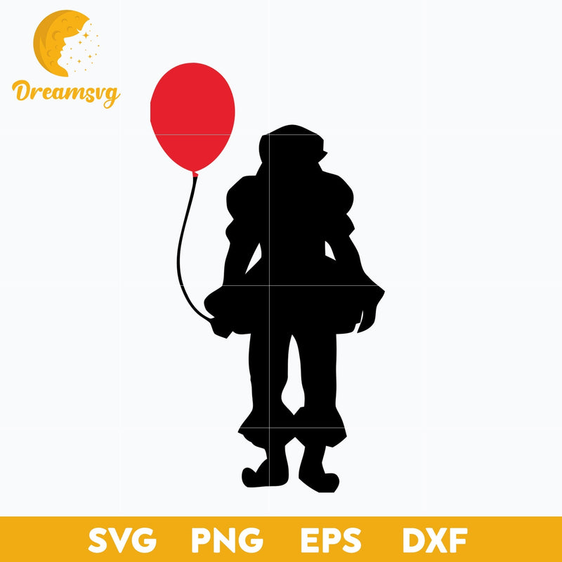 Pennywise Silhouette Postcard Svg, Scary Halloween SVG, Horror Characters svg, Halloween svg, png, dxf, eps digital file.