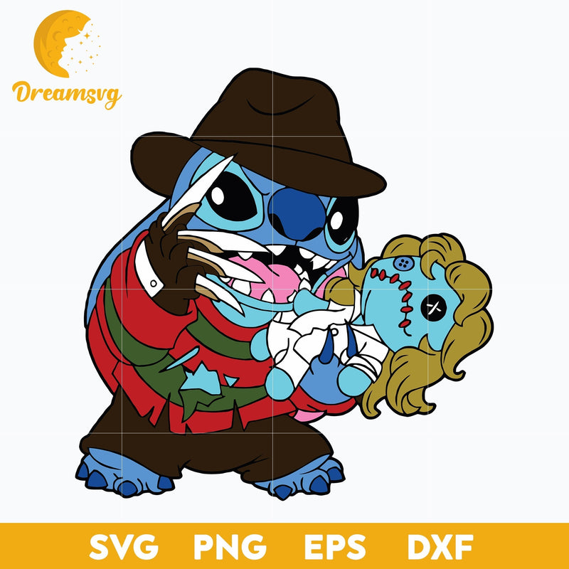 Stitch Freddy Krueger Halloween Svg, Stitch Freddy Krueger svg, Stitch svg, Halloween Svg, png, dxf, eps digital file.