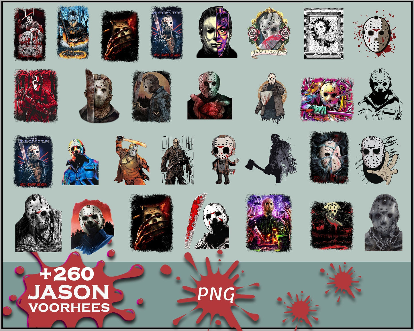 Jason Voorhess PNG Bundle, Jason Voorhess Halloween, Scary Halloween, Horror Characters, Halloween svg, png digital file.